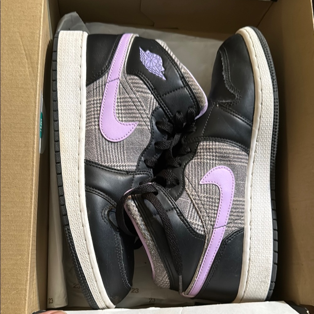 Black and Purple High-Top Sneakers